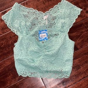 Free People Intimately Scalloped Edge Lace Crop Top